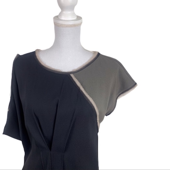 NWT BCBGMAXAZRIA Runway Asymmetrical cold shoulder color block tunic dress XXS - Picture 12 of 16